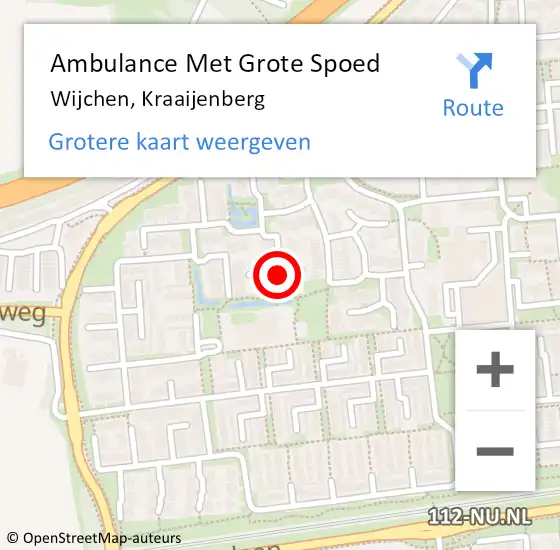 Locatie op kaart van de 112 melding: Ambulance Met Grote Spoed Naar Wijchen, Kraayenberg op 15 mei 2021 21:09