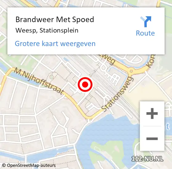 Locatie op kaart van de 112 melding: Brandweer Met Spoed Naar Weesp, Stationsplein op 15 mei 2021 21:43