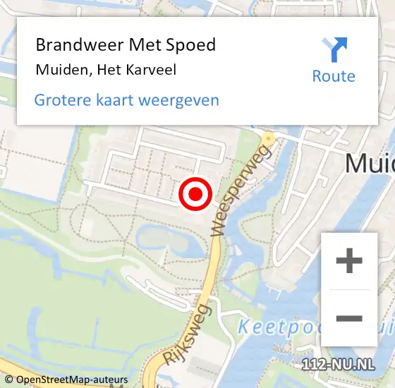 Locatie op kaart van de 112 melding: Brandweer Met Spoed Naar Muiden, Het Karveel op 15 mei 2021 22:52