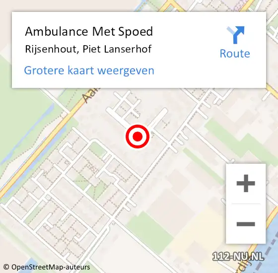 Locatie op kaart van de 112 melding: Ambulance Met Spoed Naar Rijsenhout, Piet Lanserhof op 15 mei 2021 23:49