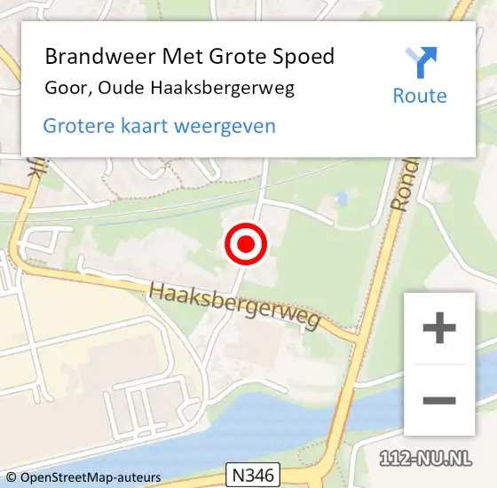 Locatie op kaart van de 112 melding: Brandweer Met Grote Spoed Naar Goor, Oude Haaksbergerweg op 16 mei 2021 01:39