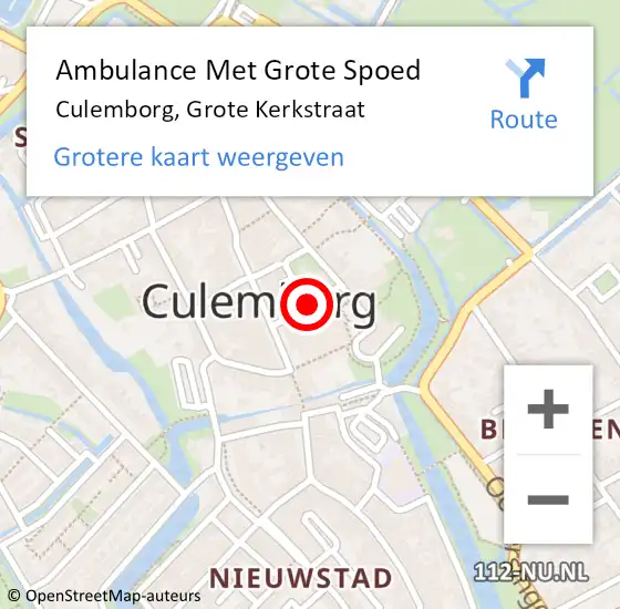 Locatie op kaart van de 112 melding: Ambulance Met Grote Spoed Naar Culemborg, Grote Kerkstraat op 16 mei 2021 02:11