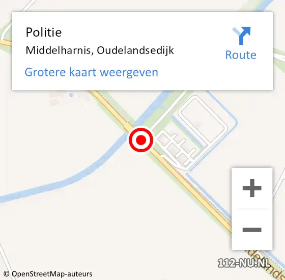 Locatie op kaart van de 112 melding: Politie Middelharnis, Oudelandsedijk op 16 mei 2021 08:16