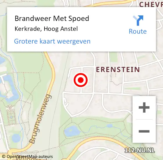 Locatie op kaart van de 112 melding: Brandweer Met Spoed Naar Kerkrade, Hoog Anstel op 16 mei 2021 09:12