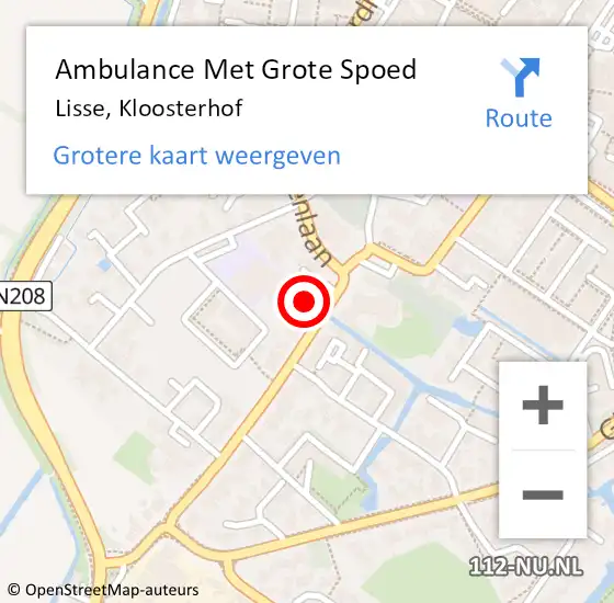 Locatie op kaart van de 112 melding: Ambulance Met Grote Spoed Naar Lisse, Kloosterhof op 16 mei 2021 10:28