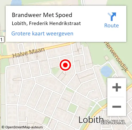 Locatie op kaart van de 112 melding: Brandweer Met Spoed Naar Lobith, Frederik Hendrikstraat op 16 mei 2021 11:09