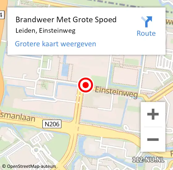 Locatie op kaart van de 112 melding: Brandweer Met Grote Spoed Naar Leiden, Einsteinweg op 16 mei 2021 11:20