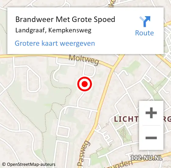Locatie op kaart van de 112 melding: Brandweer Met Grote Spoed Naar Landgraaf, Kempkensweg op 16 mei 2021 11:33