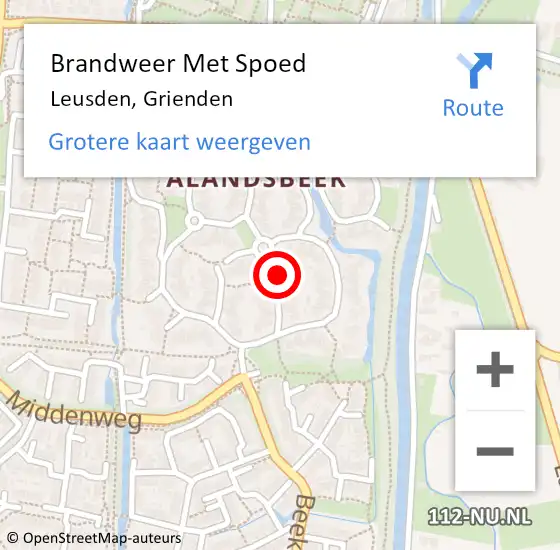 Locatie op kaart van de 112 melding: Brandweer Met Spoed Naar Leusden, Grienden op 16 mei 2021 13:02