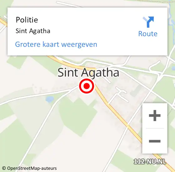 Locatie op kaart van de 112 melding: Politie Sint Agatha op 16 mei 2021 13:04