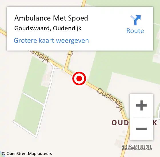 Locatie op kaart van de 112 melding: Ambulance Met Spoed Naar Goudswaard, Oudendijk op 16 mei 2021 13:05