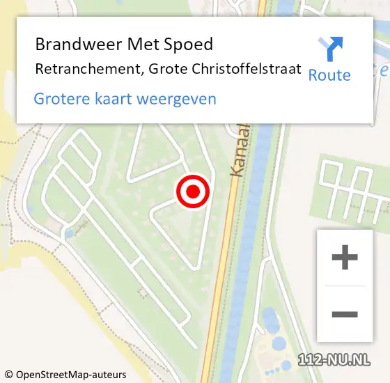 Locatie op kaart van de 112 melding: Brandweer Met Spoed Naar Retranchement, Grote Christoffelstraat op 16 mei 2021 13:08