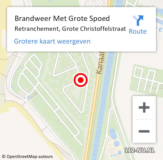 Locatie op kaart van de 112 melding: Brandweer Met Grote Spoed Naar Retranchement, Grote Christoffelstraat op 16 mei 2021 13:12