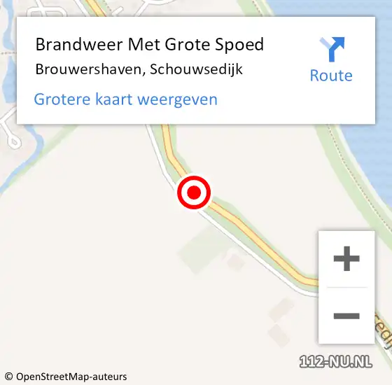 Locatie op kaart van de 112 melding: Brandweer Met Grote Spoed Naar Brouwershaven, Schouwsedijk op 16 mei 2021 14:29