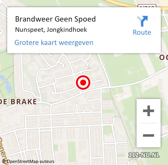 Locatie op kaart van de 112 melding: Brandweer Geen Spoed Naar Nunspeet, Jongkindhoek op 16 mei 2021 14:52