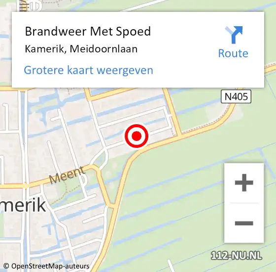 Locatie op kaart van de 112 melding: Brandweer Met Spoed Naar Kamerik, Meidoornlaan op 16 mei 2021 15:06