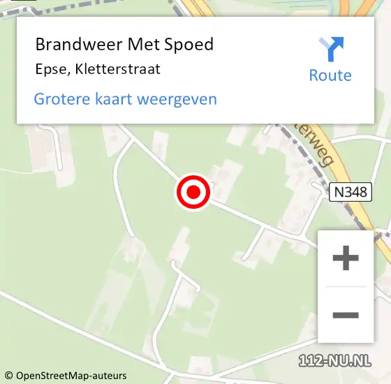Locatie op kaart van de 112 melding: Brandweer Met Spoed Naar Epse, Kletterstraat op 16 mei 2021 15:21