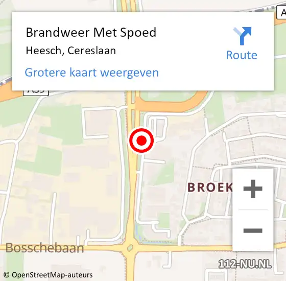 Locatie op kaart van de 112 melding: Brandweer Met Spoed Naar Heesch, Cereslaan op 16 mei 2021 15:28