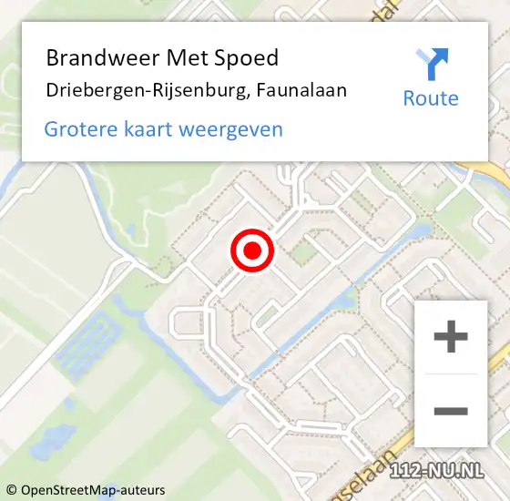 Locatie op kaart van de 112 melding: Brandweer Met Spoed Naar Driebergen-Rijsenburg, Faunalaan op 16 mei 2021 15:54