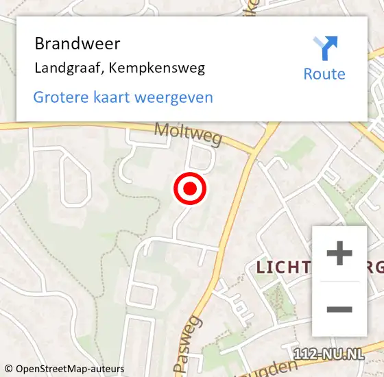 Locatie op kaart van de 112 melding: Brandweer Landgraaf, Kempkensweg op 16 mei 2021 15:56