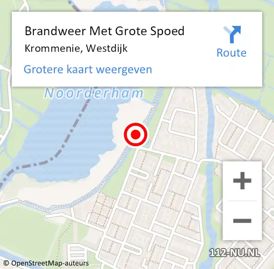 Locatie op kaart van de 112 melding: Brandweer Met Grote Spoed Naar Krommenie, Westdijk op 16 mei 2021 16:07