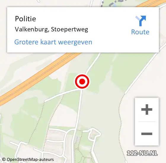 Locatie op kaart van de 112 melding: Politie Valkenburg, Stoepertweg op 16 mei 2021 16:07