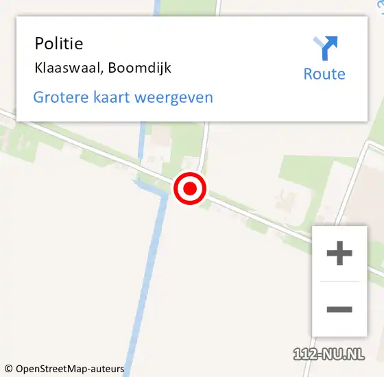 Locatie op kaart van de 112 melding: Politie Klaaswaal, Boomdijk op 16 mei 2021 17:31