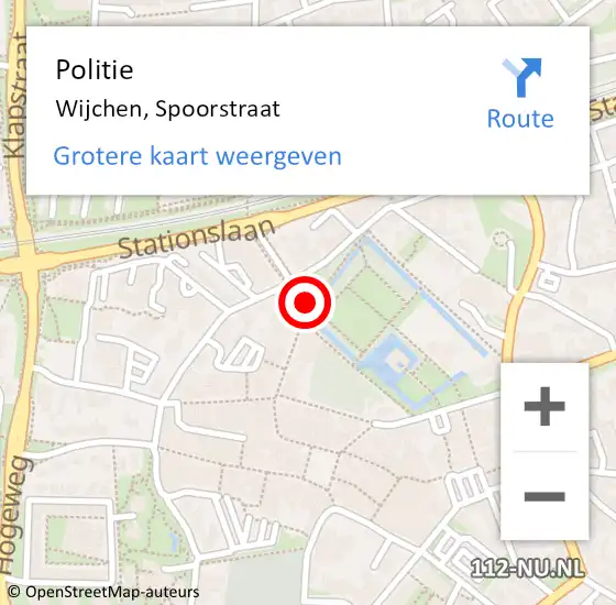 Locatie op kaart van de 112 melding: Politie Wijchen, Spoorstraat op 16 mei 2021 17:39