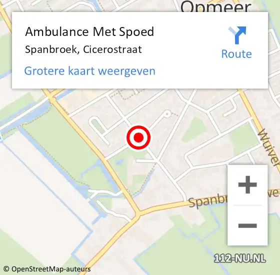 Locatie op kaart van de 112 melding: Ambulance Met Spoed Naar Spanbroek, Cicerostraat op 16 mei 2021 19:23