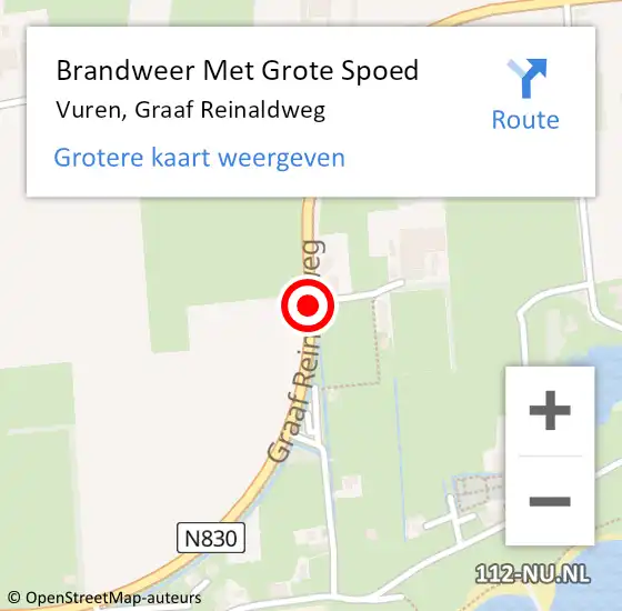 Locatie op kaart van de 112 melding: Brandweer Met Grote Spoed Naar Vuren, Graaf Reinaldweg op 16 mei 2021 20:48