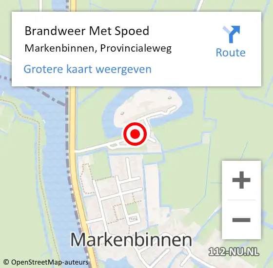 Locatie op kaart van de 112 melding: Brandweer Met Spoed Naar Markenbinnen, Provincialeweg op 10 juni 2014 15:51