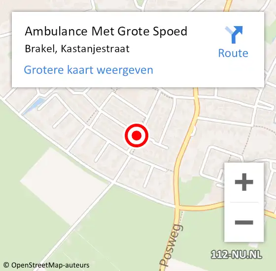 Locatie op kaart van de 112 melding: Ambulance Met Grote Spoed Naar Brakel, Kastanjestraat op 17 mei 2021 02:21