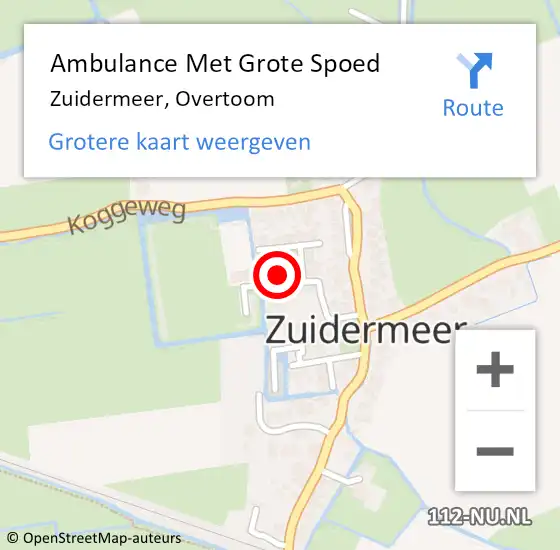 Locatie op kaart van de 112 melding: Ambulance Met Grote Spoed Naar Zuidermeer, Overtoom op 17 mei 2021 05:59