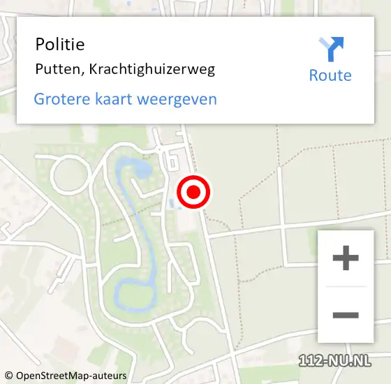 Locatie op kaart van de 112 melding: Politie Putten, Krachtighuizerweg op 17 mei 2021 07:03