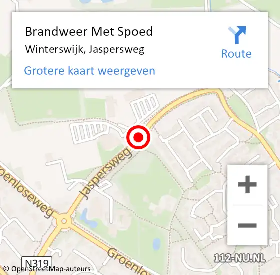 Locatie op kaart van de 112 melding: Brandweer Met Spoed Naar Winterswijk, Jaspersweg op 17 mei 2021 08:24