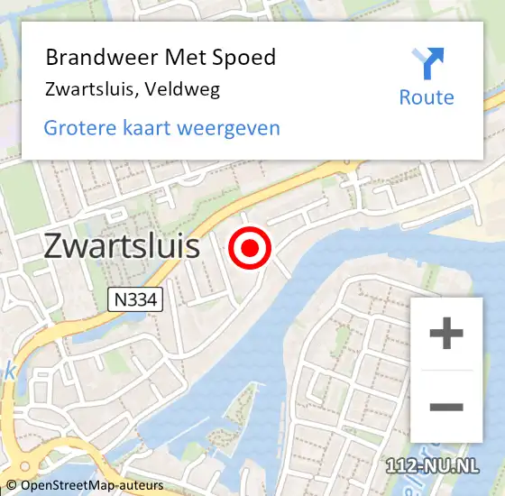 Locatie op kaart van de 112 melding: Brandweer Met Spoed Naar Zwartsluis, Veldweg op 17 mei 2021 09:25