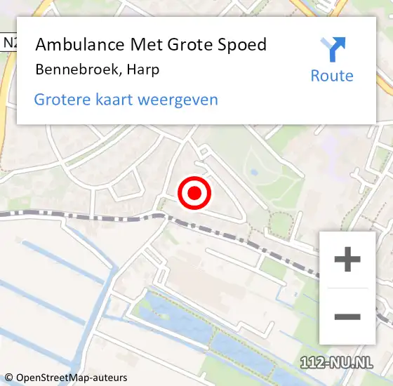Locatie op kaart van de 112 melding: Ambulance Met Grote Spoed Naar Bennebroek, Harp op 17 mei 2021 09:47