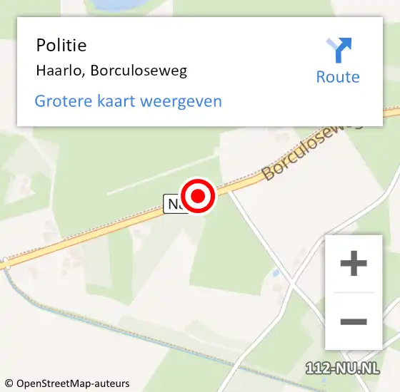 Locatie op kaart van de 112 melding: Politie Haarlo, Borculoseweg op 17 mei 2021 11:41