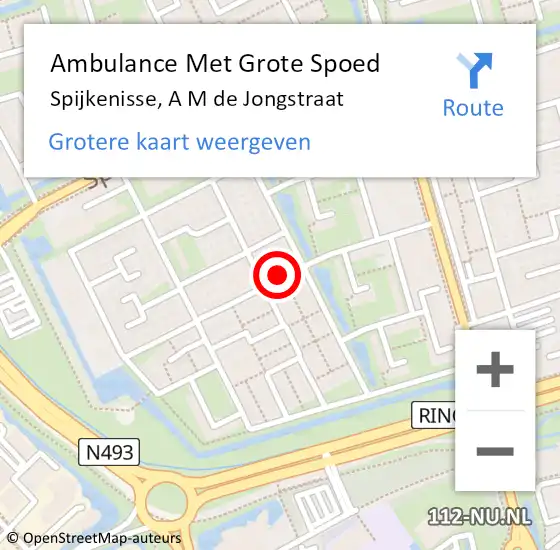 Locatie op kaart van de 112 melding: Ambulance Met Grote Spoed Naar Spijkenisse, A M de Jongstraat op 17 mei 2021 11:53