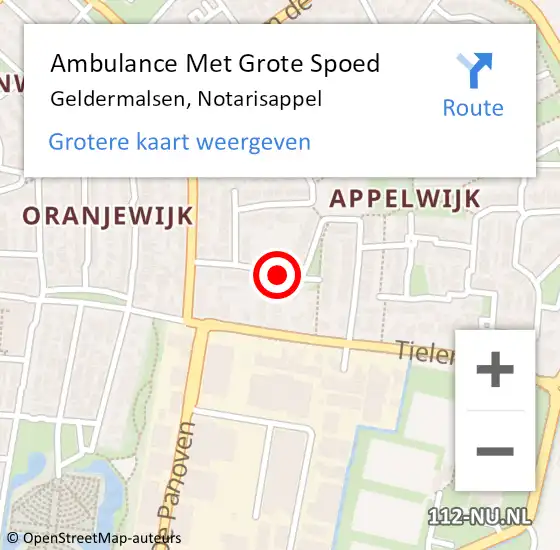 Locatie op kaart van de 112 melding: Ambulance Met Grote Spoed Naar Geldermalsen, Notarisappel op 17 mei 2021 12:00