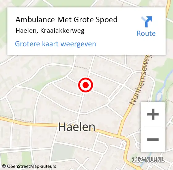 Locatie op kaart van de 112 melding: Ambulance Met Grote Spoed Naar Haelen, Kraaiakkerweg op 17 mei 2021 12:41