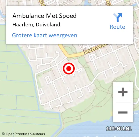 Locatie op kaart van de 112 melding: Ambulance Met Spoed Naar Haarlem, Duiveland op 17 mei 2021 13:18