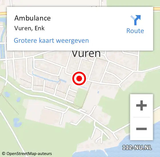 Locatie op kaart van de 112 melding: Ambulance Vuren, Enk op 17 mei 2021 13:33