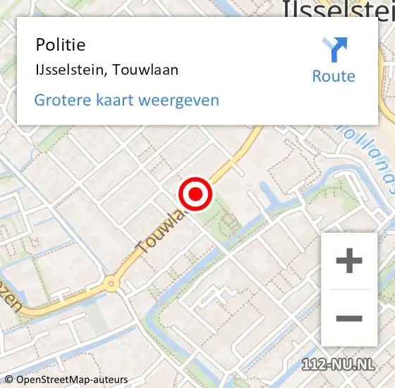 Locatie op kaart van de 112 melding: Politie IJsselstein, Touwlaan op 17 mei 2021 14:19