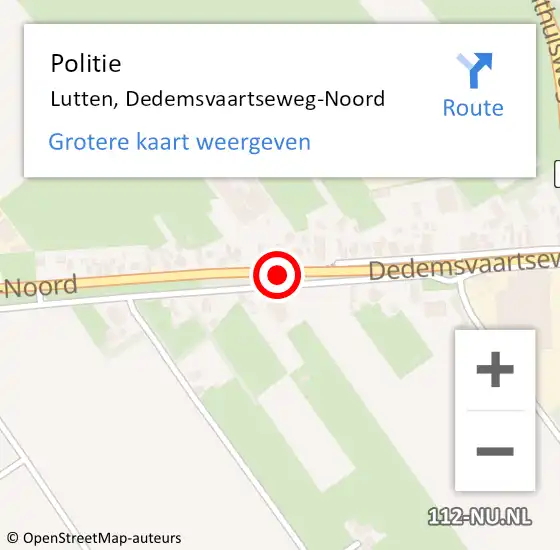 Locatie op kaart van de 112 melding: Politie Lutten, Dedemsvaartseweg-Noord op 17 mei 2021 14:31