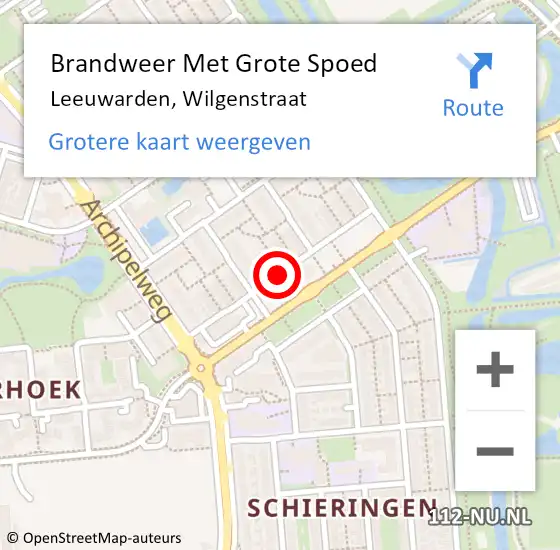 Locatie op kaart van de 112 melding: Brandweer Met Grote Spoed Naar Leeuwarden, Wilgenstraat op 17 mei 2021 14:37