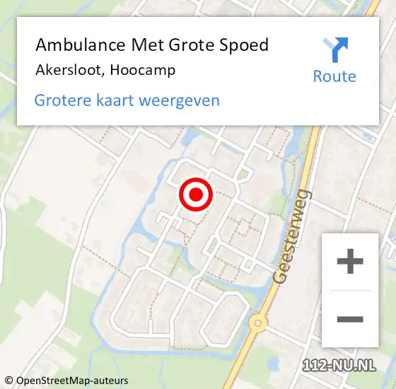 Locatie op kaart van de 112 melding: Ambulance Met Grote Spoed Naar Akersloot, Hoocamp op 17 mei 2021 14:45