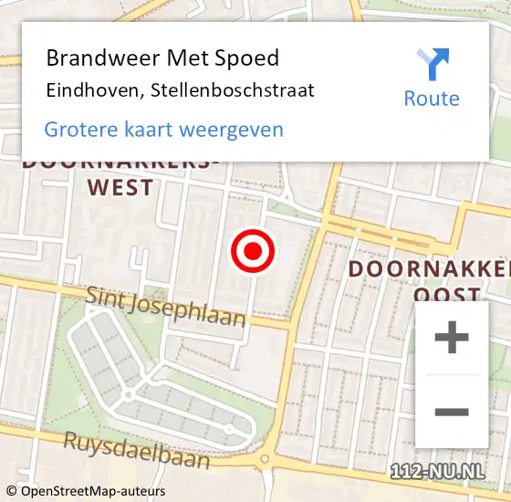 Locatie op kaart van de 112 melding: Brandweer Met Spoed Naar Eindhoven, Stellenboschstraat op 17 mei 2021 15:37