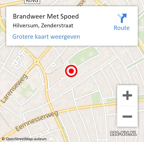 Locatie op kaart van de 112 melding: Brandweer Met Spoed Naar Hilversum, Zenderstraat op 17 mei 2021 15:45