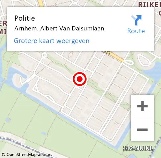 Locatie op kaart van de 112 melding: Politie Arnhem, Albert Van Dalsumlaan op 17 mei 2021 15:59